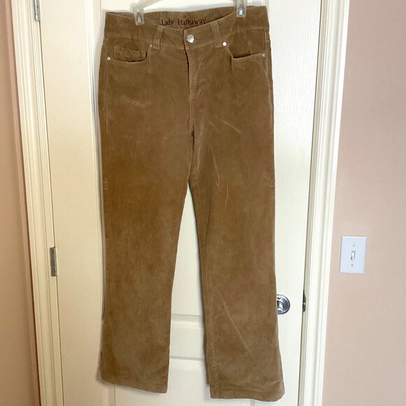 Lady Hathaway Women's Corduroy Brown Wide Leg Pants Size 12  Y2K Cotton Spandex - Picture 1 of 9